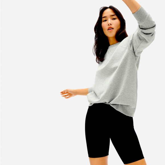 Everlane Unisex French Terry Sweatshirt Crew Neck Raglan Heather Grey XXS NWT - Picture 3 of 11